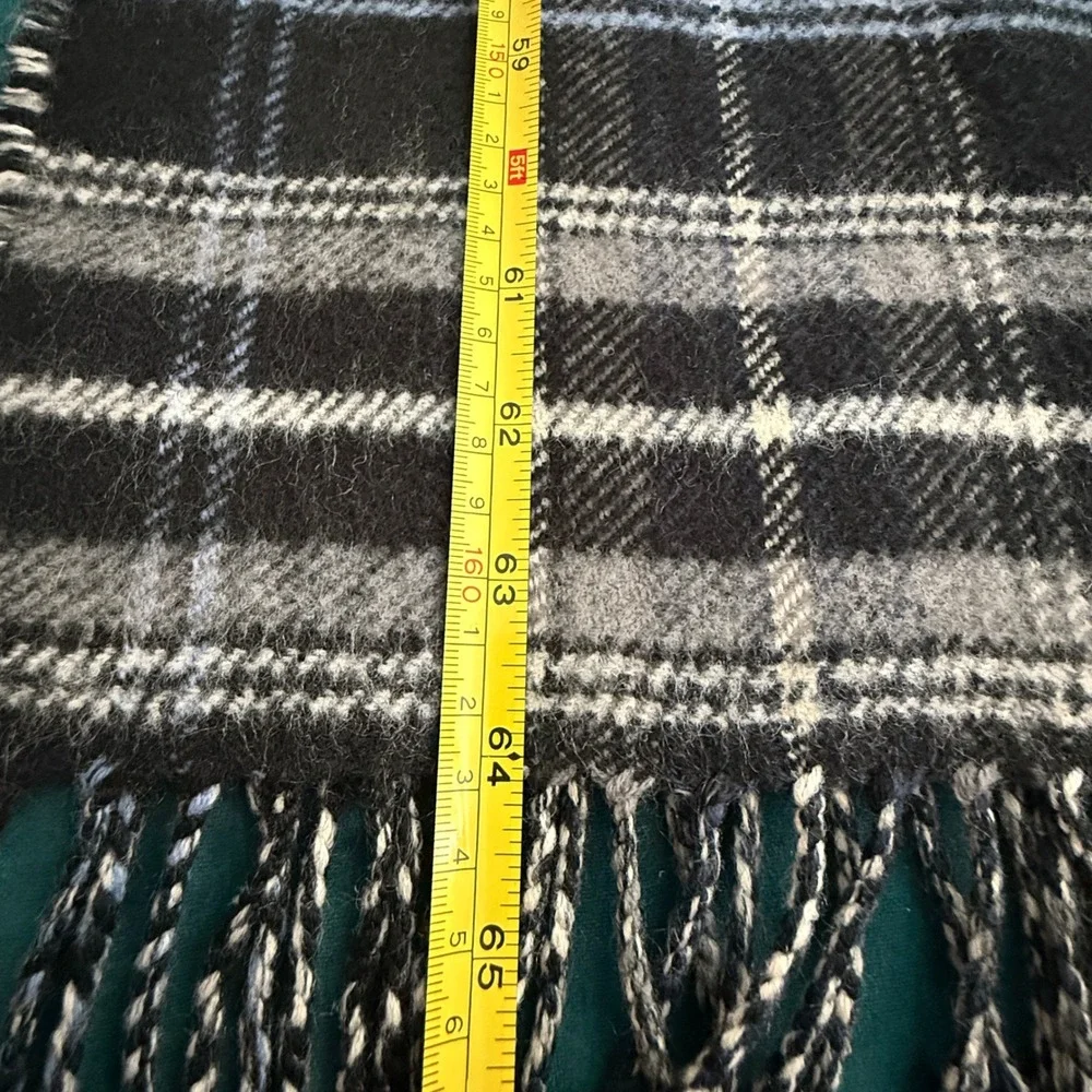 Black Gray Plaid Super‎ Soft Fringe Scarf 64x10